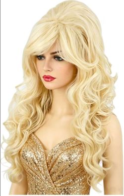 Women's Wig Blonde Long Curly Beehive Wig Big