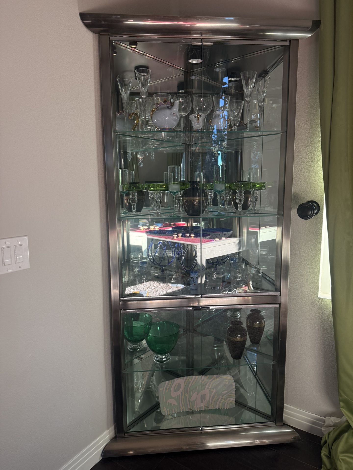 Mirrored Glass Corner Cabinet