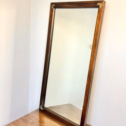 Drexel Campaign Mirror Vintage Wood W Brass Accents
