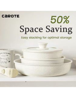 CAROTE 11 Piece Nonstick Cookware Sets, Granite Non Stick Pots And