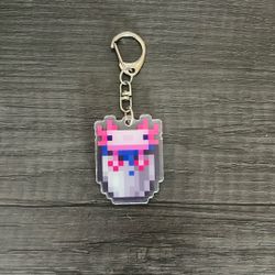 Minecraft Axolotl Pink Bucket Keychain