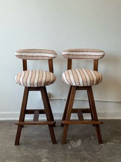 Pair of Mid Century Oak Barstools