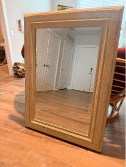 Cream colored wooden mirror 36x50