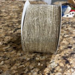 Gorgeous Wired Edge Gold Lamme Ribbon 2.5” X 25’