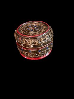 Wooden Trinket Box In Jewel Tones