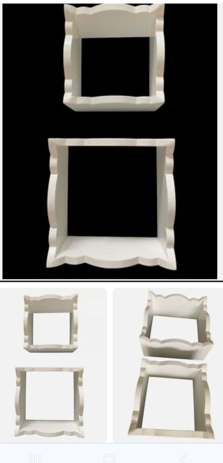 2 White Square Cubicle Wall Shelves 8 x 3.75