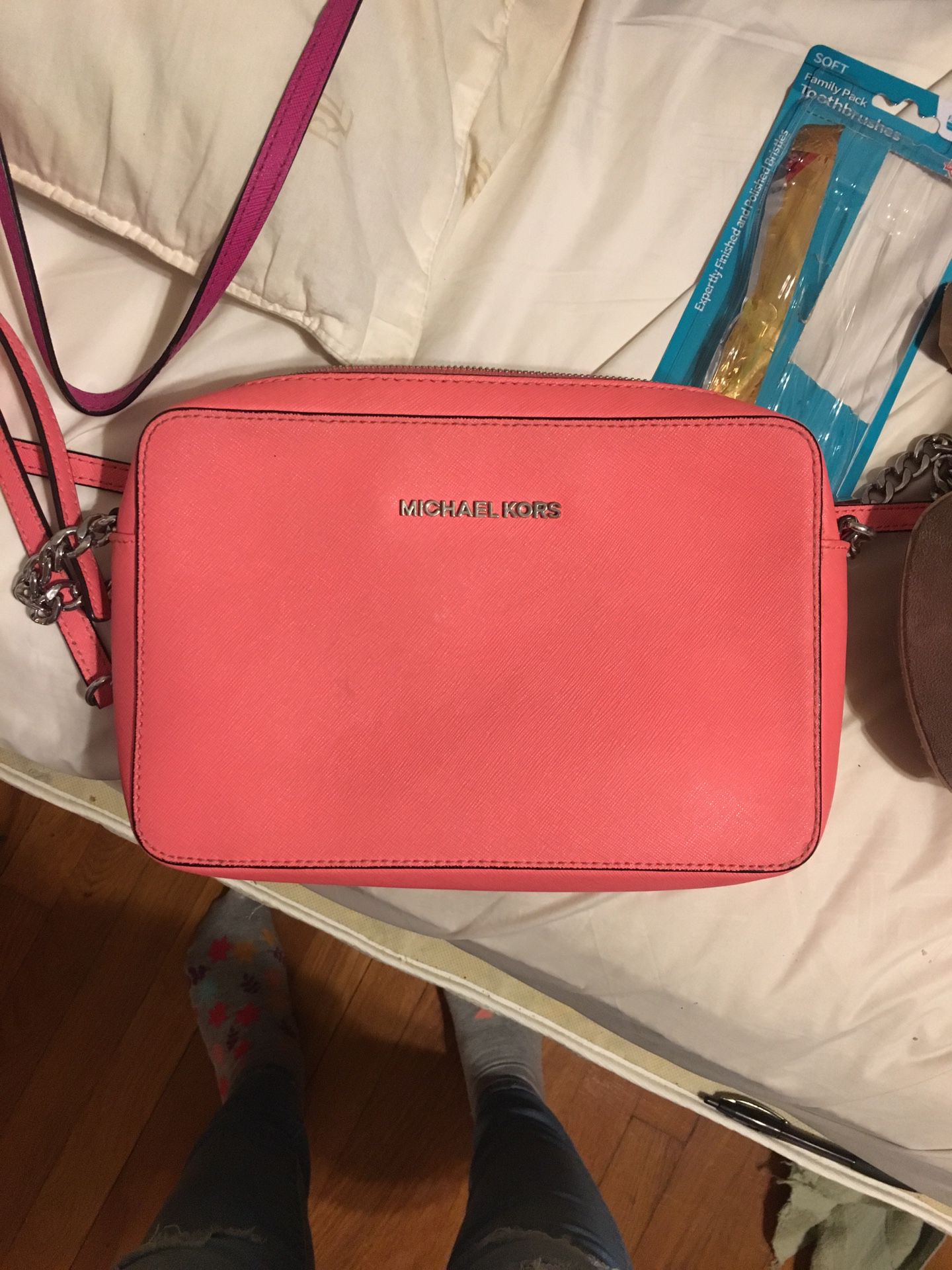 Michael Kors Pink Square Shoulder Handbag