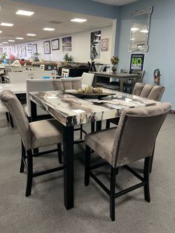 5PC Brown Counter Height Dining Table Set