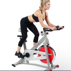 Sunny Health Fitness Exercise Bike, 30lb FlyWheel, Caged Pedals, 4 Way Seat, Multi Grip Handlebars