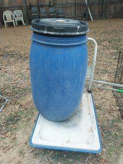 Large Blue Plastic Barrel with Lid