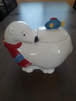 Polar bear cookie jar