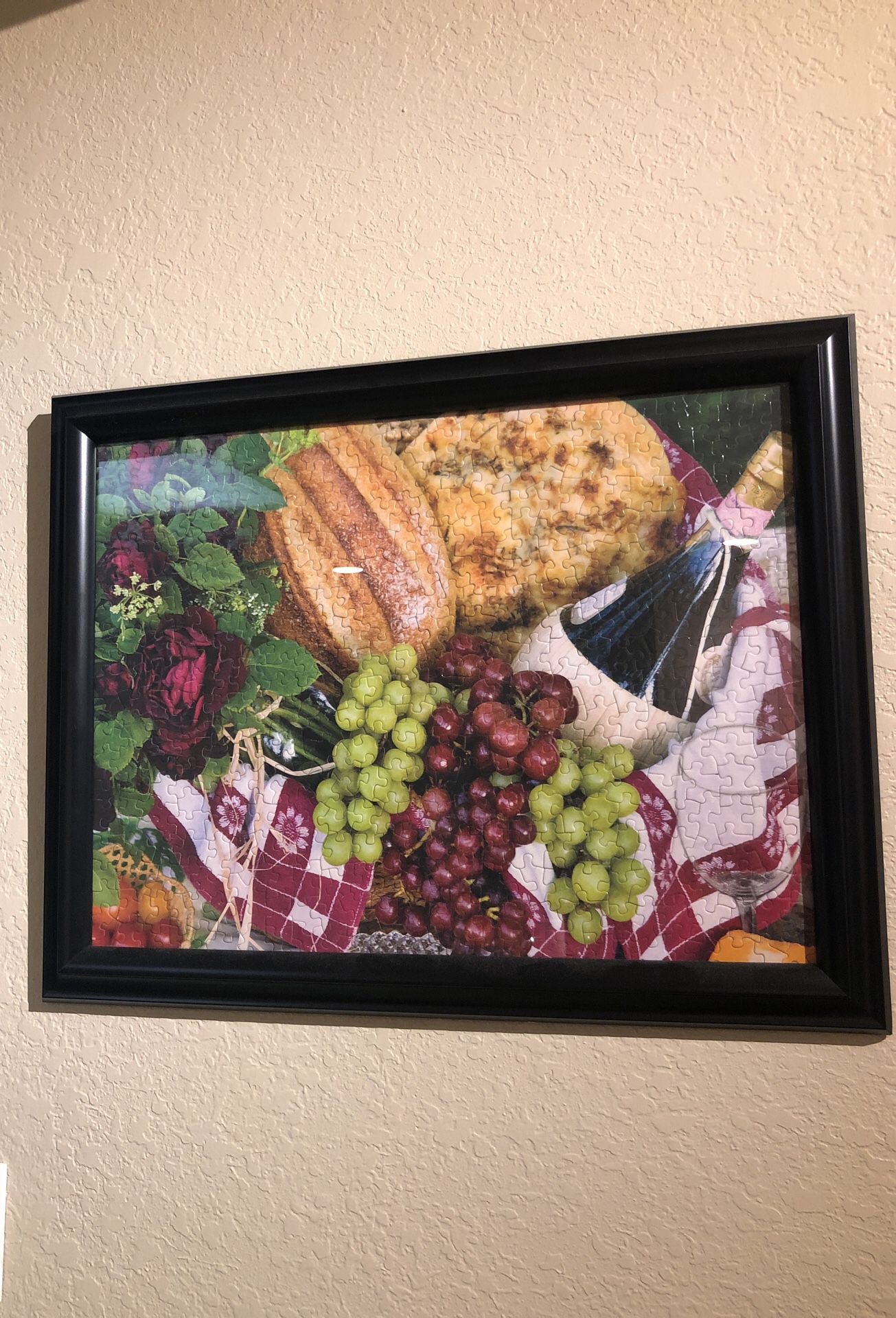 Wine and cheese framed puzzle
