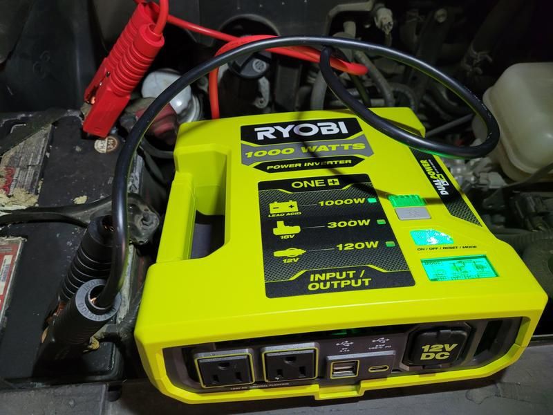 RYOBI ONE+ 18V 1000-Watt Max 12-Volt Automotive Power Inverter