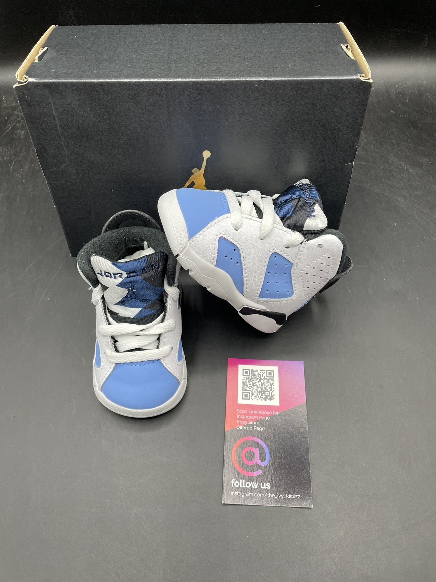New Nike Air Jordan 6 Retro Size 2c Baby University Blue UNC Toddler TD Shoes