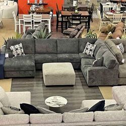New 🌀$20 Down Payment Finance 🌀 Ballinasloe Dark Gray 3 Piece Sectional with Chaise 🌀 Delivery Available 🌀On Display 
