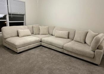 Cute Comfy Cream Color Couch - L Shape - Same Day Delivery 🚚