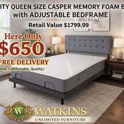 🔥 QUALITY QUEEN SIZE CASPER MEMORY FOAM BED + ADJUSTABLE FRAME 🔥DELIVERY AVAILABLE 🚚