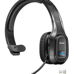 TECKNET Trucker Bluetooth Headphones With Microphone Noise Canceling Wireless On Ear Headset, Hands Free Wireless Headset 
