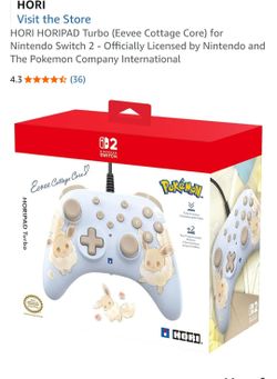 HORI HORIPAD Turbo (Eevee Cottage Core) for Nintendo Switch 2 - Officially Licensed by Nintendo and The Pokemon Company International