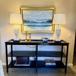 Barclay Butera in Newport Beach - Black Tiered Console Table Sofa Table Display Table Entry Table 