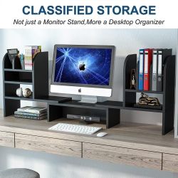 Monitor Stand,Monitor Riser With Side Storage Shelf, Computer Dual Monitor Riser 