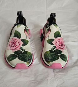 Dolce & Gabbana Sorrento Rose Print Slip-On Sneakers