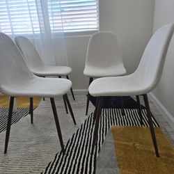 18.5H Upholstered Metal Dining Chairs - Set Of 4 - Light Beige 18.5H Upholstered Metal Dining Chairs - Set Of 4 - Light Beige