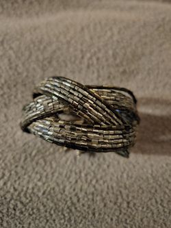 Grey and Black Beaded Cuff