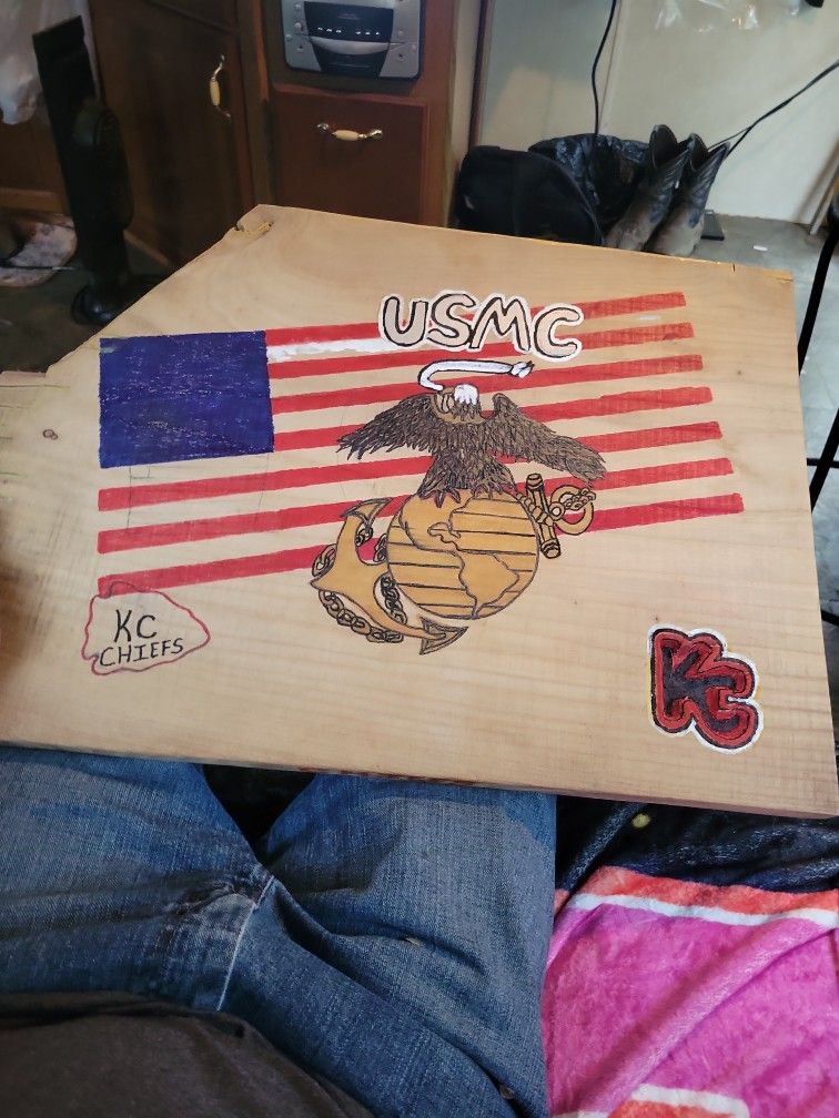 Custom USMC    KC CHIEFS slab.