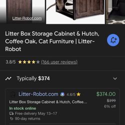 Litter Box Storage Cabinet 