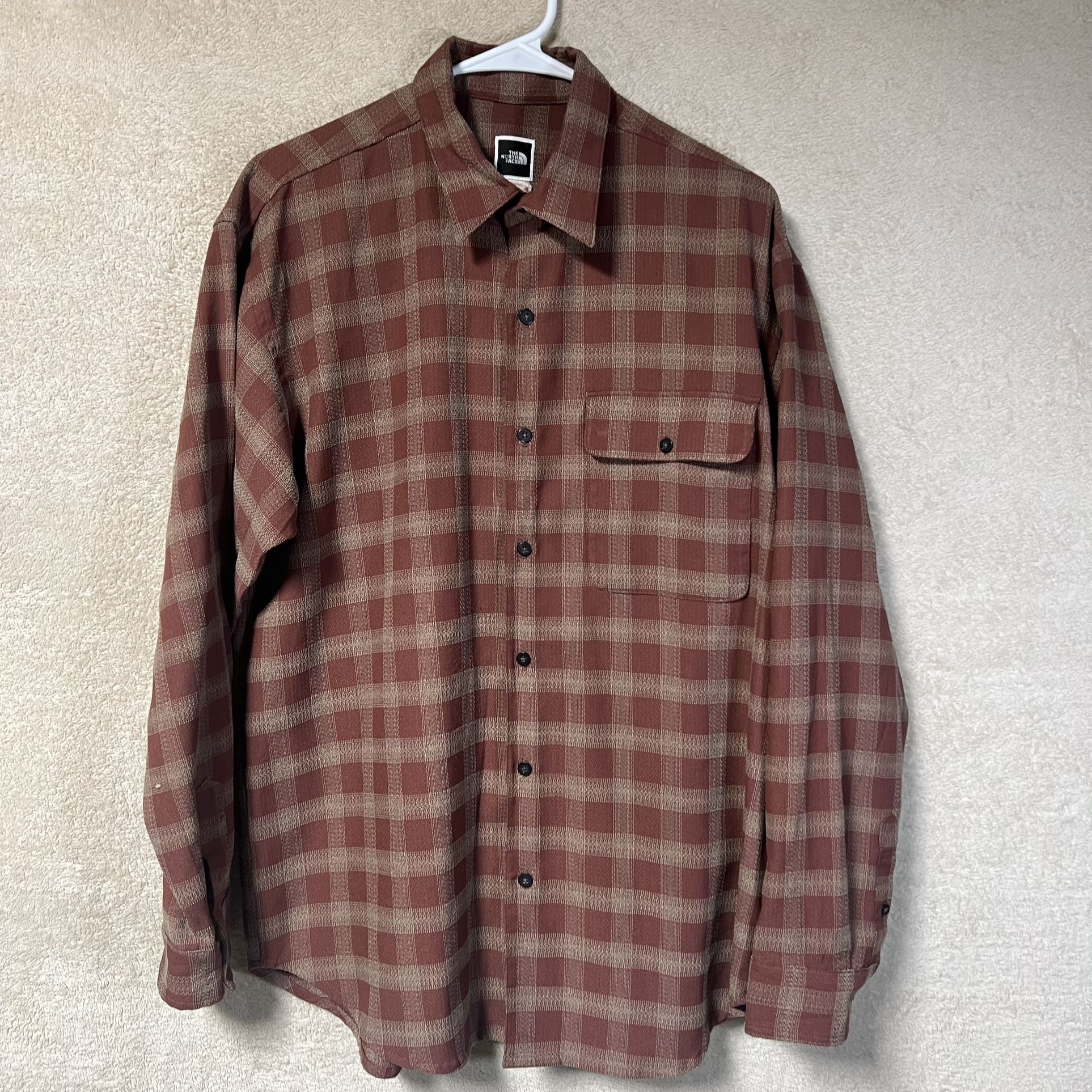 Vintage 90s The North Face Flannel Shirt Mens Medium Clay Orange