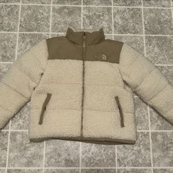 THE NORTH FACE UNISEX SHERPA NUPTSE HIGH PILE JACKET Sand/Kelp Tan XL XXL