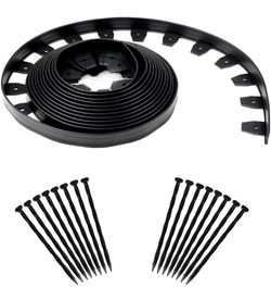 EasyFlex Heavy Duty No-Dig Landscape Edging with Anchoring Spikes, 1.7 in. Tall Straight Top Commercial Grade Plastic Garden Border, 50 Foot Kit, Blac