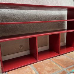 Red Bookcase Or Toy Bin Storage
