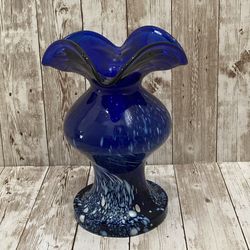 Vintage Cobalt Blue Glass Flower Vase