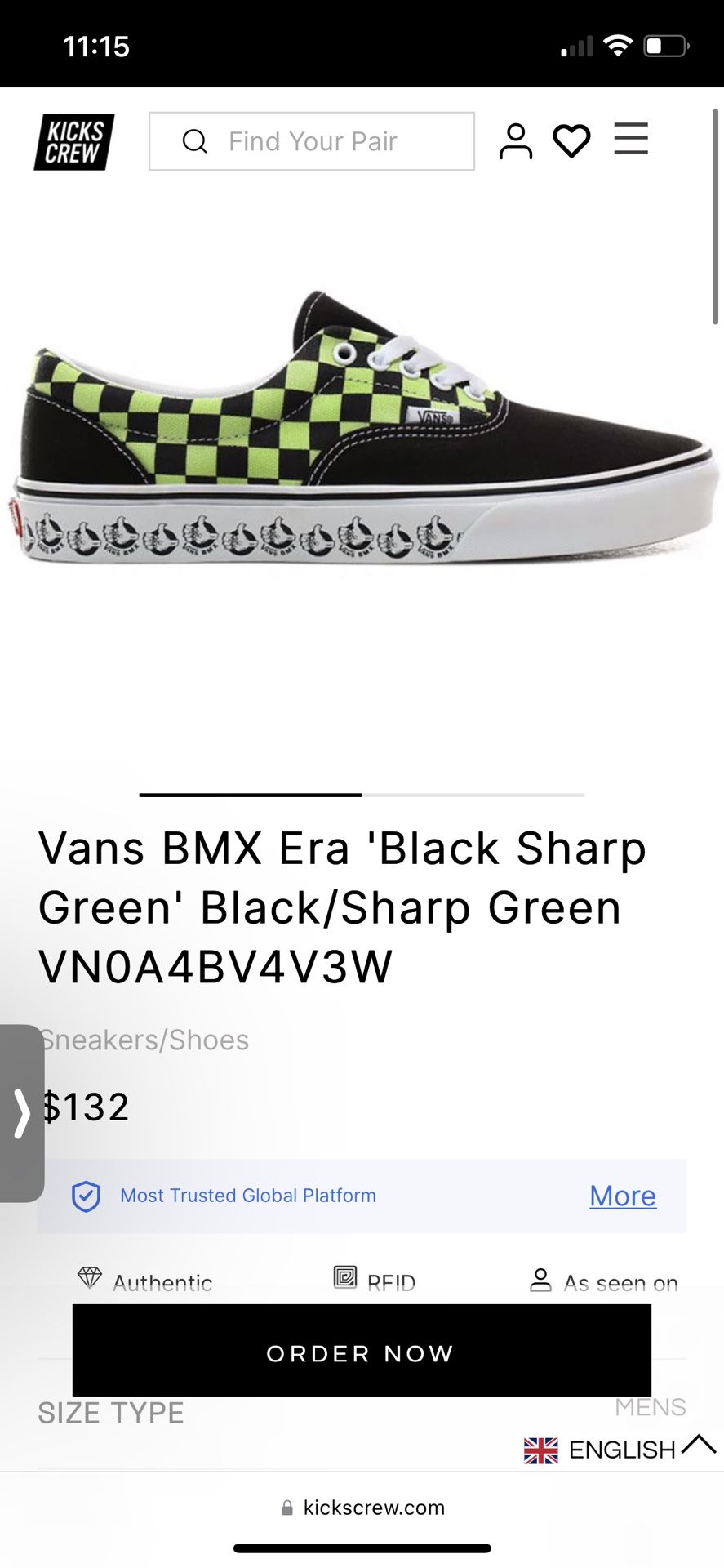 Vans BMX Era Black Sharp Green