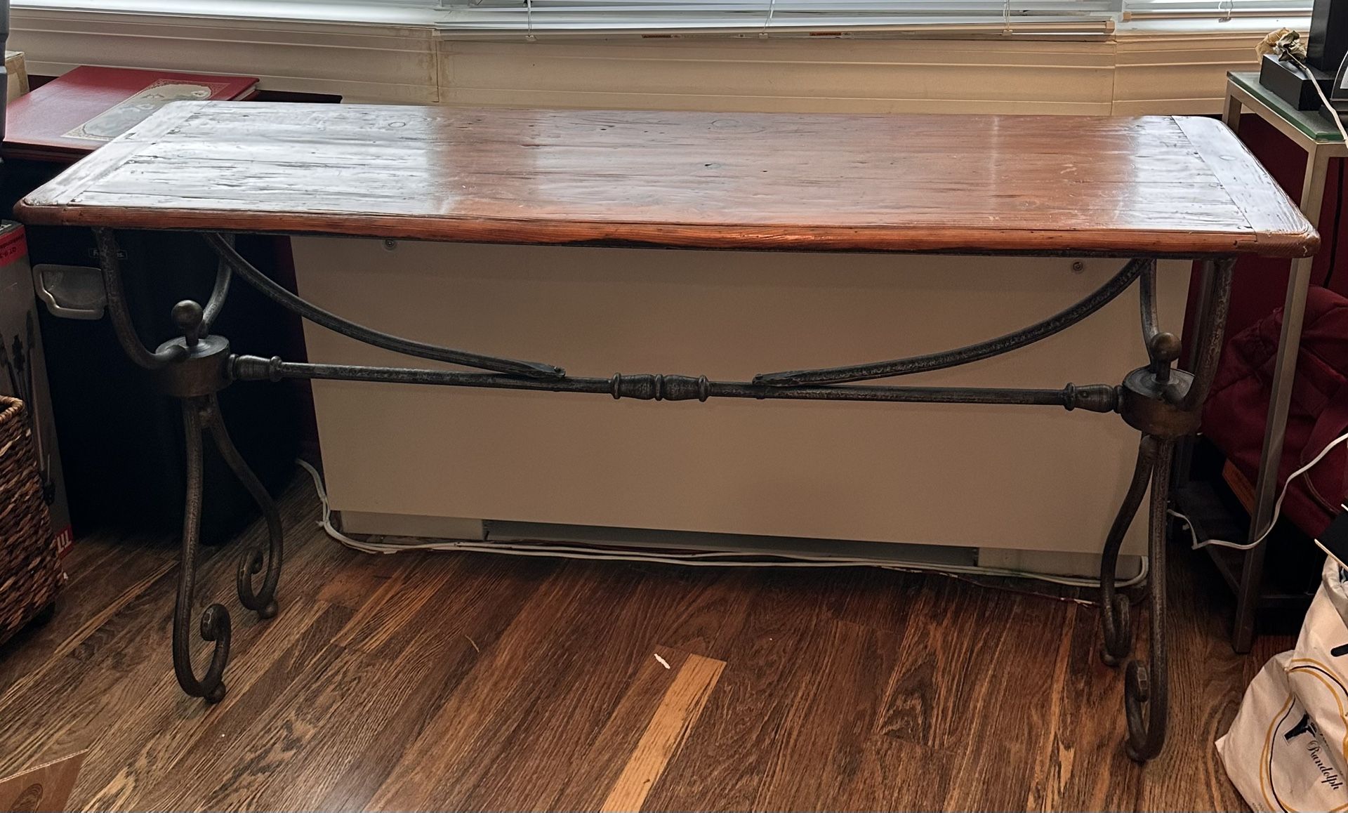 Console Table , Real Wood And Iron Legs