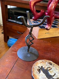 Handforged Iron Menorah Candle Holder