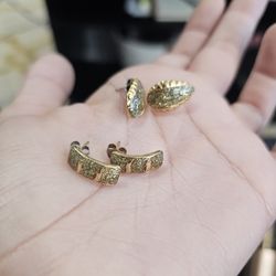 Gold Plated Sparkly Earring Duo 