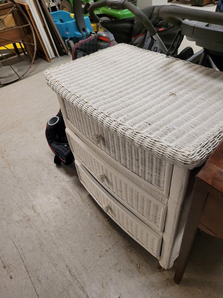 White Wicker Dresser