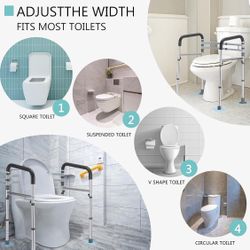 FSA/HSA Eligible Toilet Safety Rails, Adjustable Toilet Safety Frame for Elderly, Seniors, Handicap & Disabled