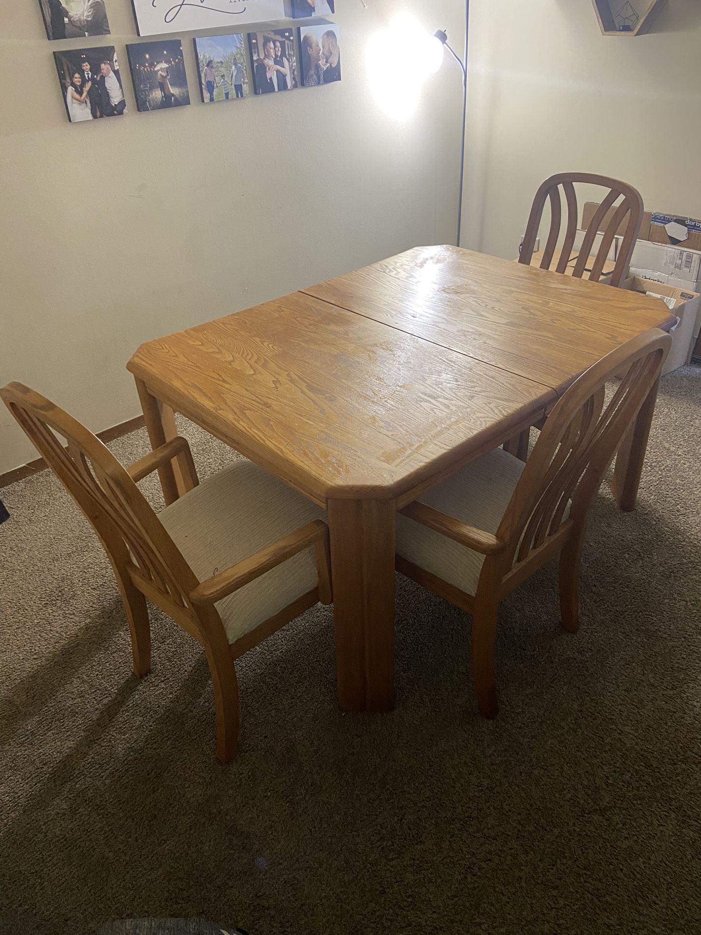 Wood Dining Room With 3 Chairs