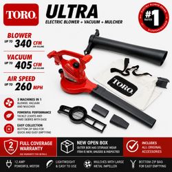 Toro Ultra 51619 Electric Blower Vacuum Mulcher 260 MPH 340 CFM New