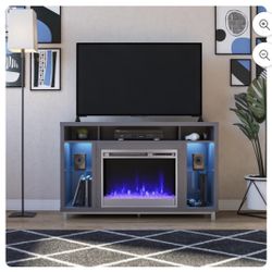 New In Box Tv Stand Electric Fireplace Remote Control Heat  Led Lights 
