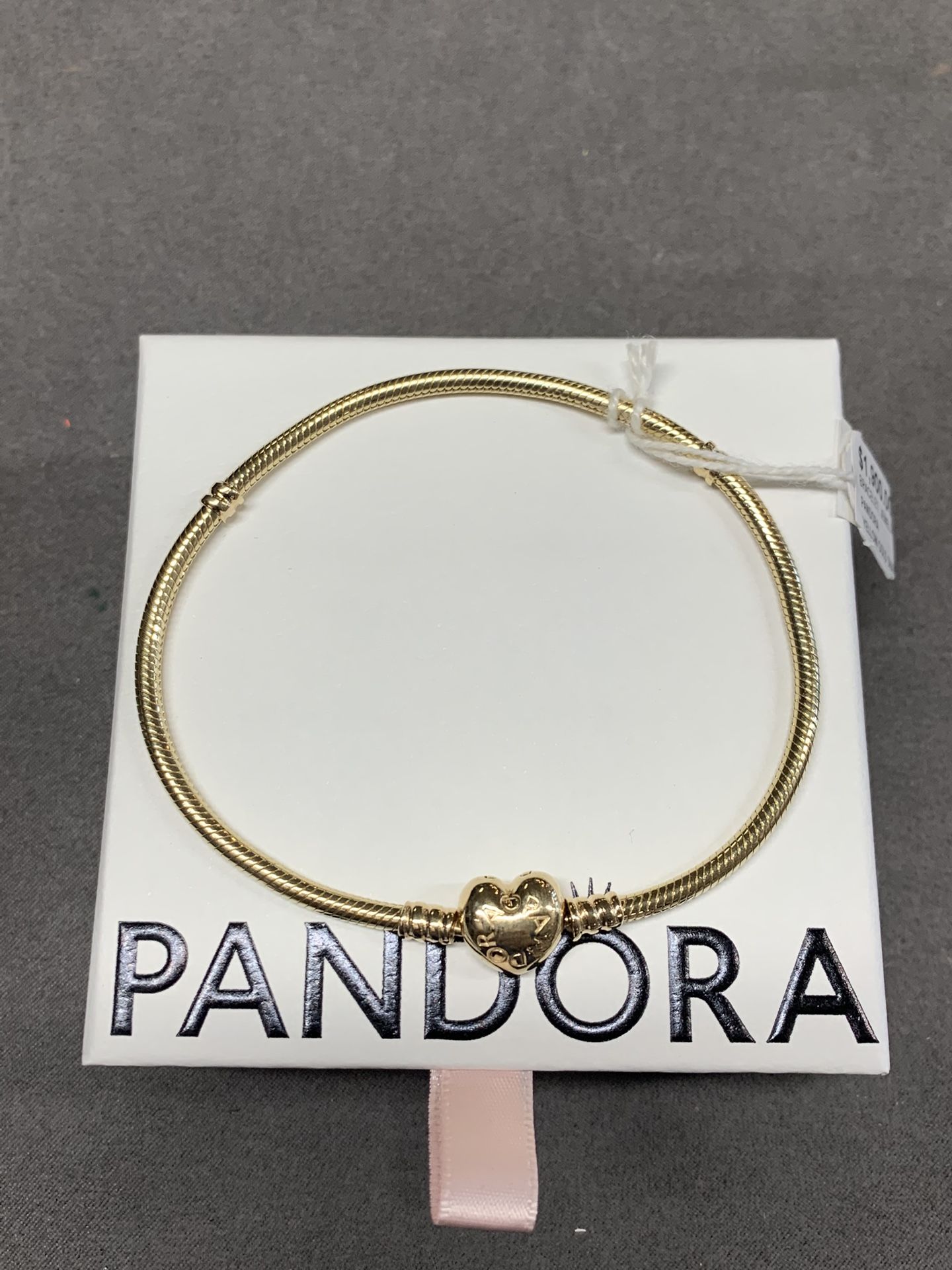 Pandora 14K Yellow Gold Heart Clasp Snake Chain Bracelet
