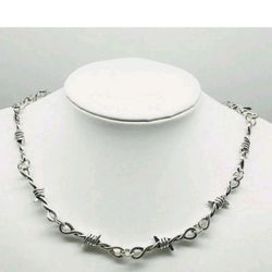 Barbed Wire Stainless Steel Necklace 18" New