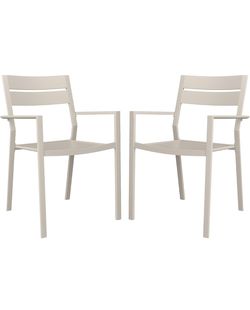 VICLLAX Patio Stackable Chairs Set for 2, Metal Outdoor Dining Chairs for Garden Backyard Lawn Deck Support 300 lbs, Sandshell Frame