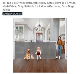 48' Tall x 145” Wide Retractable Baby Gates