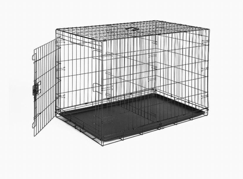 Amazon Basics Foldable Metal Wire Dog Crate with Tray 42-inch, Single Door Styles