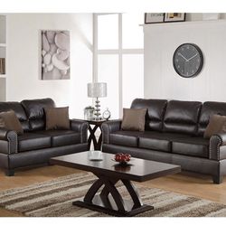 Brown Sofa And Love Seat Set 